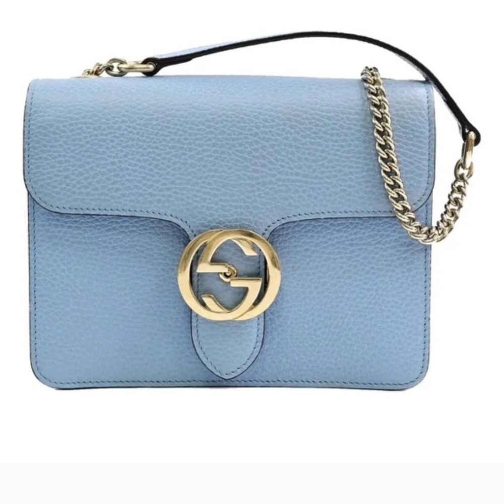 Gucci Light Blue Leather Shoulder/CrossBody Bag